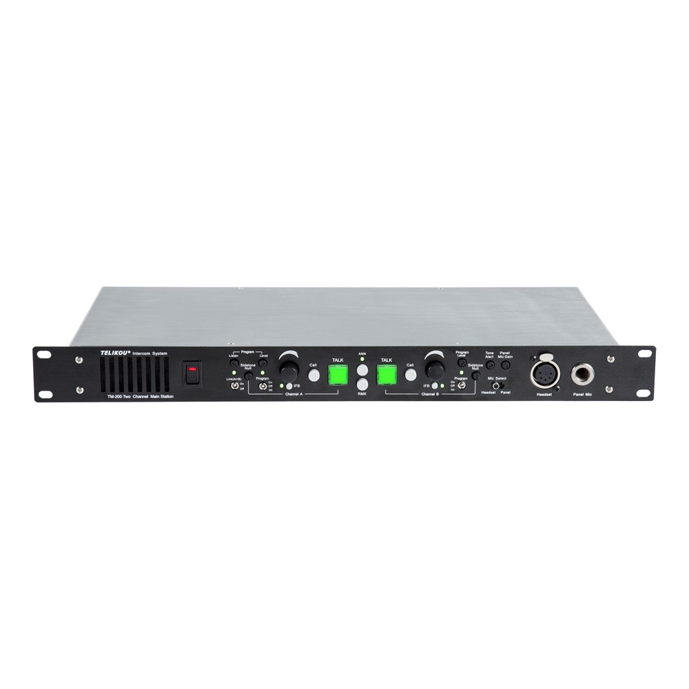 TELIKOU TM-200  two channel wired broadcast intercom system main station master station for TV station , studio room , football game , stage theater OB truck broadcast Van